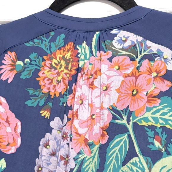Anthropologie Maeve Melange Blue Floral Sleeveless Top Shirt Blouse Size 2 - Picture 7 of 12